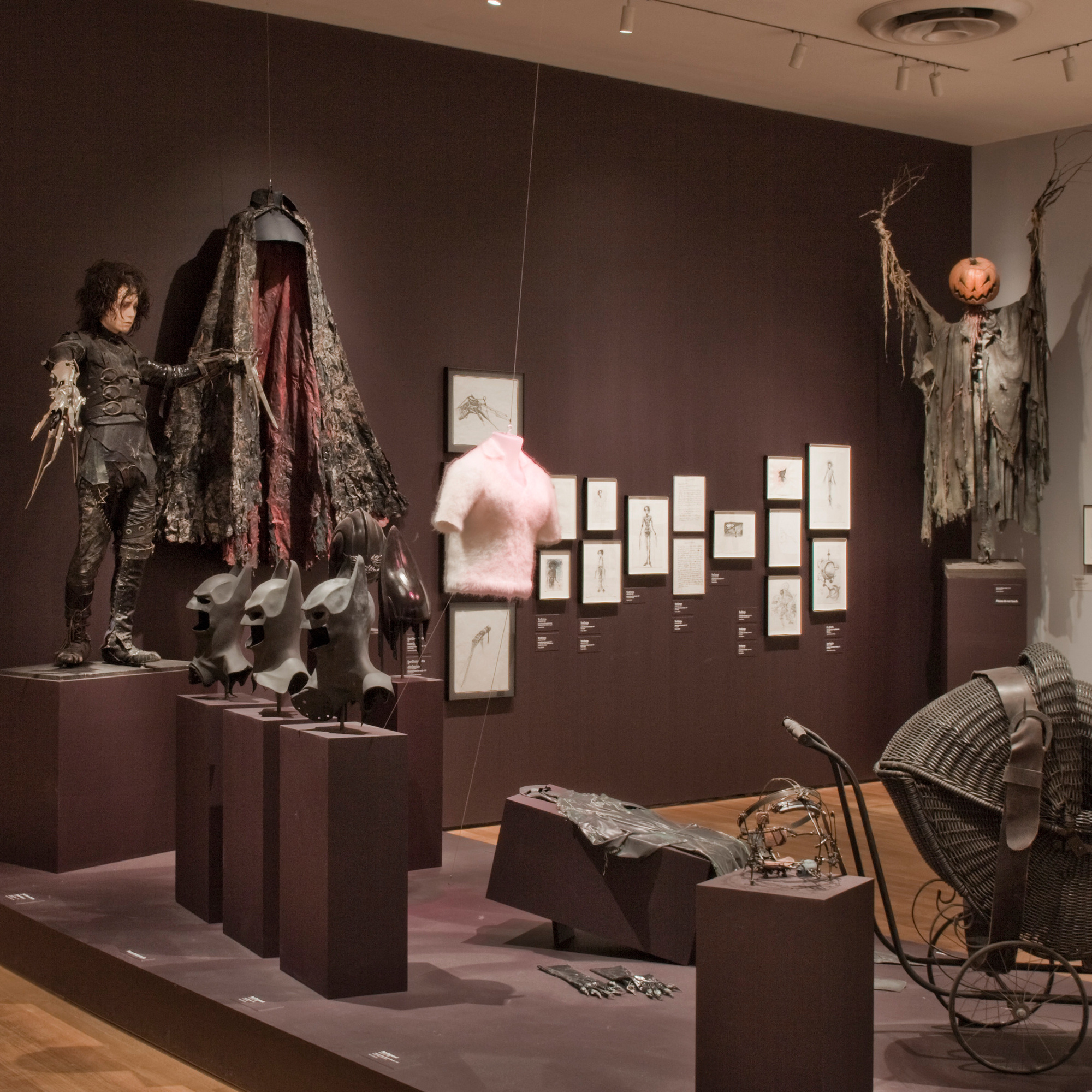 Installation view of Tim Burton at The Museum of Modern Art, New York. Photo: Thomas Griesel
