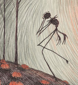 Tim Burton. Storyboard for <i>Tim Burton's The Nightmare Before Christmas.</i> 1993. Ink, marker, and colored pencil on paper, 5 x 7" (12.7 x 17.8 cm). Private collection. &copy; 2009 Tim Burton