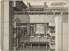 Paul Rudolph. Art and Architecture Building, Yale University, New Haven, Connecticut (partial exterior perspective). 1958. Ink on board, 30 x 40" (72.6 x 101.6 cm). The Museum of Modern Art. Gift of the architect