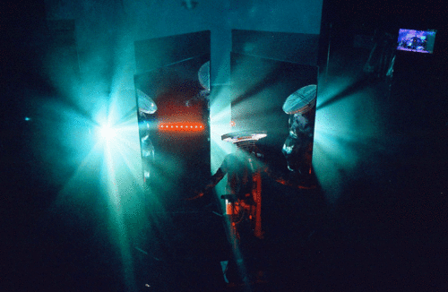 Casey Spooner performs a Fischerspooner set, The Performing Garage, New York, April 25, 2009.  &copy; Luke Gilford
