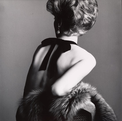 Irving Penn. <i>Woman with Bare Back, New York.</i> 1961. Gelatin silver print, 13 5/8 x 13 11/16" (34.6 x 34.7 cm). The Museum of Modern Art, New York. Gift of the photographer. Copyright by The Irving Penn Foundation
