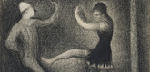 <i>Pierrot and Colombine.</i> c. 1887&ndash;88. Cont&eacute; crayon on paper, 9 3/4 x 12 5/16" (24.8 x 31.2 cm). The Kasama Nichido Museum of Art