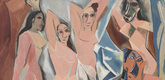 Pablo Picasso. <i>Les Demoiselles d'Avignon</i>. 1907. Oil on canvas, 8' x 7' 8" (243.9 x 233.7 cm). Acquired through the Lillie P. Bliss Bequest. &copy; 2005 Estate of Pablo Picasso/Artists Rights Society (ARS), New York