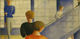 Oskar Schlemmer.  Bauhaus Stairway.  1932. Oil on canvas. 63 7/8 x 45" (162.3 x 114.3 cm). The Museum of Modern Art, New York. Gift of Philip Johnson. &copy; 2009 Estate of Oskar Schlemmer, Munich/Germany
