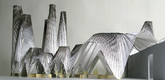 Model of <i>afterparty</i>, the winning project of the 2009 MoMA/P.S.1 Young Architects Program, by the architectural firm MOS. The architects are Michael Meredith and Hilary Sample. © 2009 MOS