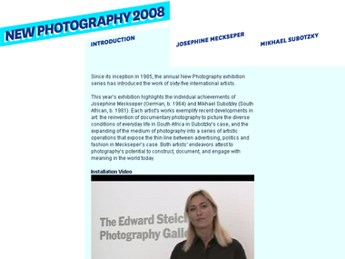 Interactives: screenshot from <i>New Photography 2008: Josephine Meckseper and Mikhael Subotzky</i>, 2008