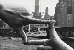 John Baldessari (American, b. 1931). Hands Framing New York Harbor from Pier 18. 1971. Photograph by Shunk-Kender (Harry Shunk [German, 1924–2006] and János Kender [Hungarian, 1937–2009]). Gelatin silver print, 7 3/8 × 9 15/16&#34; (18.8 × 25.2 cm). The Museum of Modern Art, New York. Gift of the Roy Lichtenstein Foundation in honor of Jennifer Winkworth and Kynaston McShine and in memory of Harry Shunk and János Kender. © 2015 John Baldessari. Photograph: Shunk-Kender © J. Paul Getty Trust. The Getty Research Institute, Los Angeles