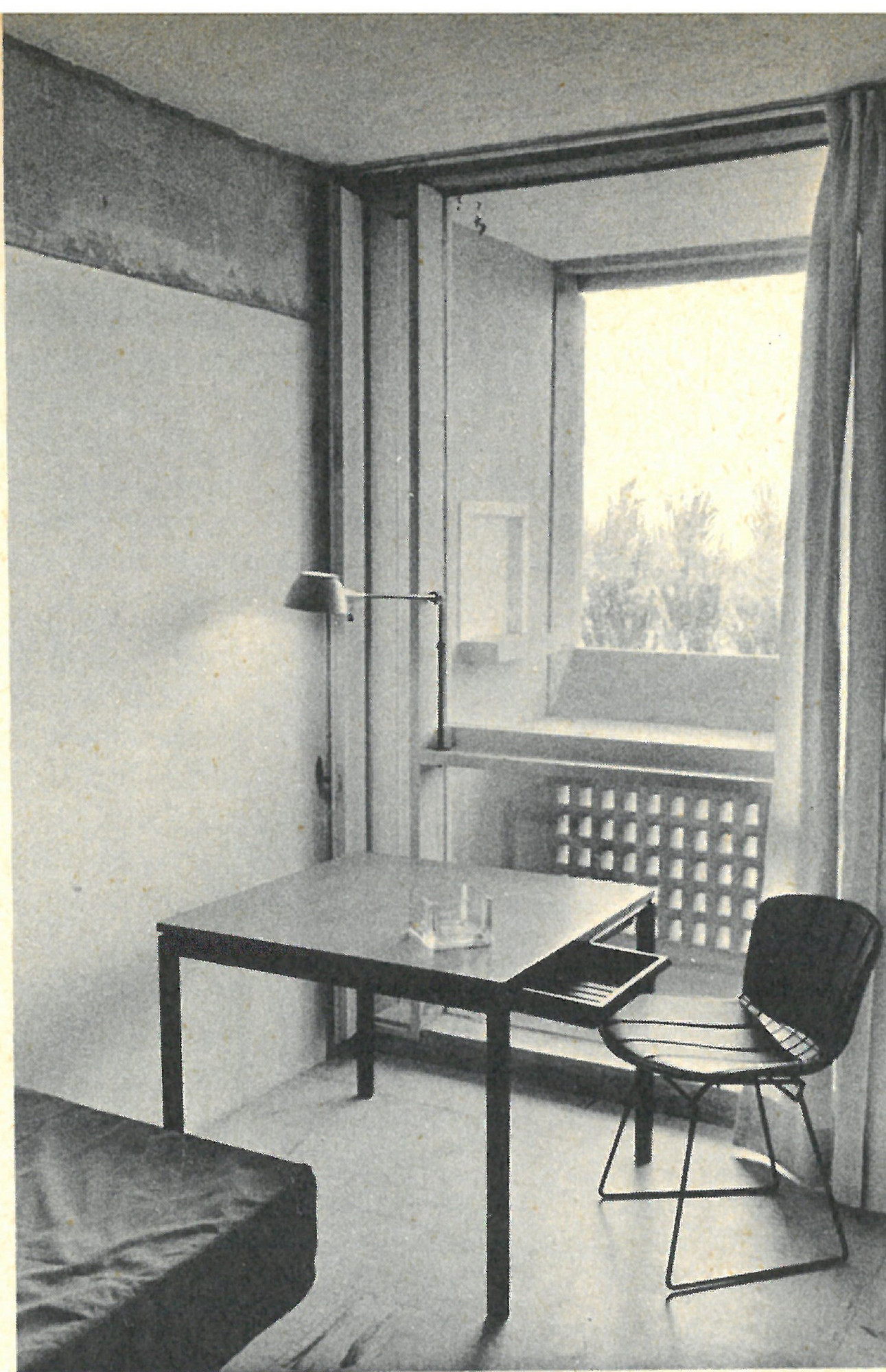 Charlotte Perriand with Le Corbusier and Lúcio Costa. Maison du Brésil, a  Study Bedroom, Paris. 1959