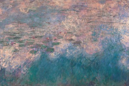 Claude Monet. Water Lilies. 1914–26. Oil on canvas, three panels, each 6&#39; 6 3/4&#34; × 13&#39; 11 1/4&#34; (200 × 424.8 cm), overall 6&#39; 6 3/4&#34; × 41&#39; 10 3/8&#34; (200 × 1276 cm). Mrs. Simon Guggenheim Fund