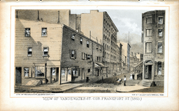 View of Vandewater Street, corner of Frankfort Street, 1863, by Major & Knapp