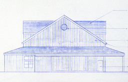Blueprint for the Studio/Theatre, East Elevation. Image courtesy the Jacob&#39;s Pillow Archives