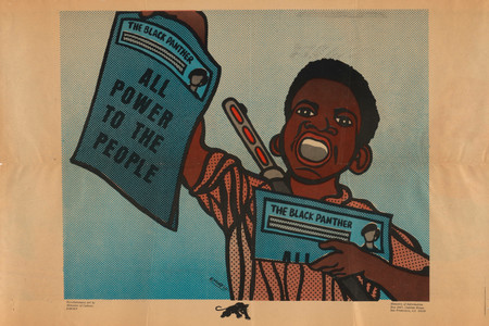 Emory Douglas. The Black Panthers: All Power to the People. 1969. Printed in six colors on newsprint, 14 15/16 × 22 11/16&#34; (38 × 57.7 cm). Alfred H. Barr, Jr. Papers, II.A.61. The Museum of Modern Art Archives, New York
