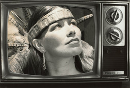 Hulleah J. Tsinhnahjinnie. Vanna Brown, Azteca Style. 1990. Photocollage: 15 11/16 × 22 13/16" (39.9 × 58 cm). The Museum of Modern Art, New York. Gift of Helen Kornblum in honor of Roxana Marcoci. © 2022 Hulleah J. Tsinhnahjinnie