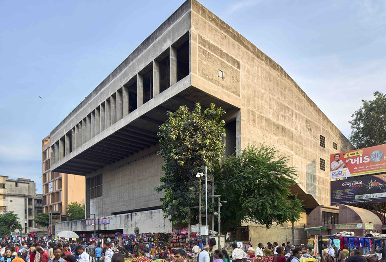 Balkrishna V. Doshi. Premabhai Hall, Ahmedabad, India. 1956–74. Exterior view. Engineer: Mahendra Raj (b. 1924). Photo: Randhir Singh