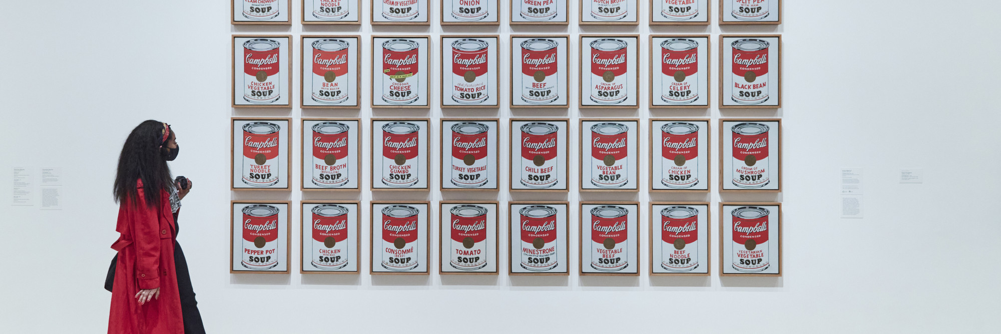 Andy Warhol. Campbell’s Soup Cans. 1962. Acrylic with metallic enamel paint on canvas, 32 panels. The Museum of Modern Art, New York. Partial gift of Irving Blum Additional funding provided by Nelson A. Rockefeller Bequest, gift of Mr. and Mrs. William A. M. Burden, Abby Aldrich Rockefeller Fund, gift of Nina and Gordon Bunshaft, acquired through the Lillie P. Bliss Bequest, Philip Johnson Fund, Frances R. Keech Bequest, gift of Mrs. Bliss Parkinson, and Florence B. Wesley Bequest (all by exchange). © 2022 Andy Warhol Foundation/ARS, NY/TM. Licensed by Campbell&#39;s Soup Co. All rights reserved. Photo: Gus Powell