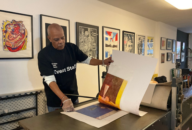 Taller Boricua printmaking artist Felix Plaza, 2024. Photo: James Cuebas