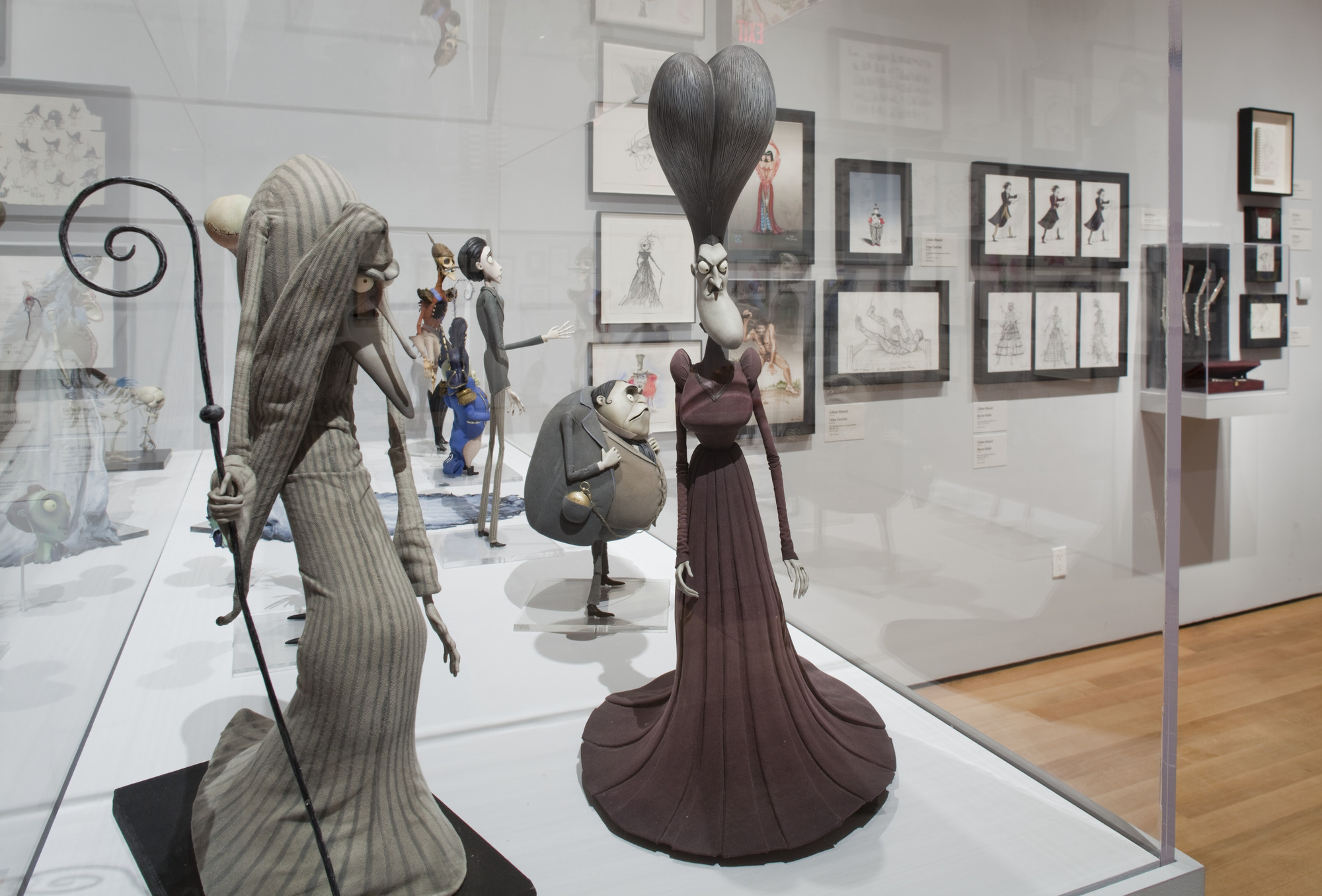 Installation view of the exhibition "Tim Burton" MoMA