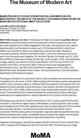 Joan Miró: Birth of the World | MoMA