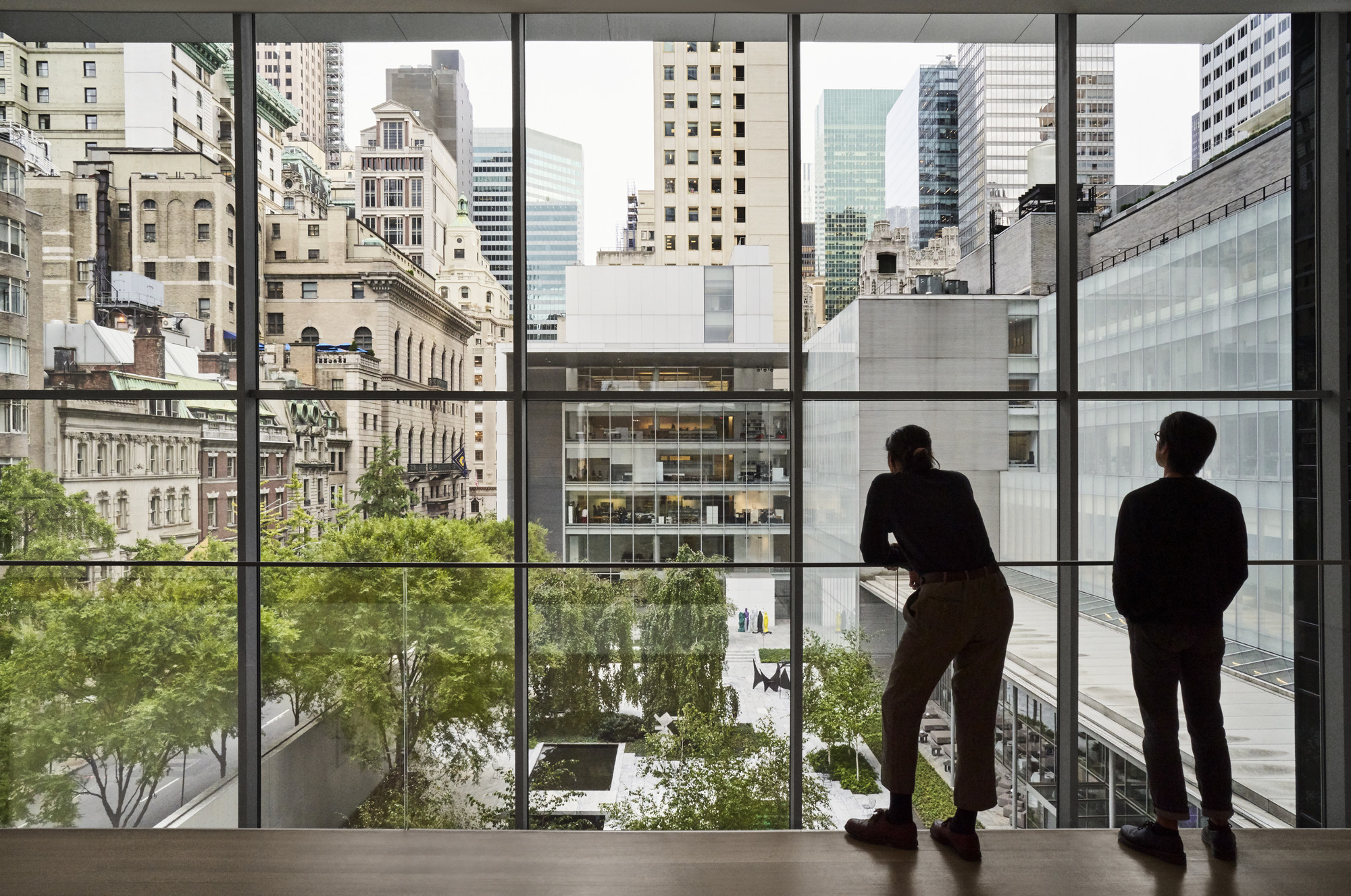 A view from the fourth-floor collection galleries looking out onto the Abby Aldrich Rockefeller Sculpture Garden. © 2019 The Museum of Modern Art, New York. Photo: Noah Kalina