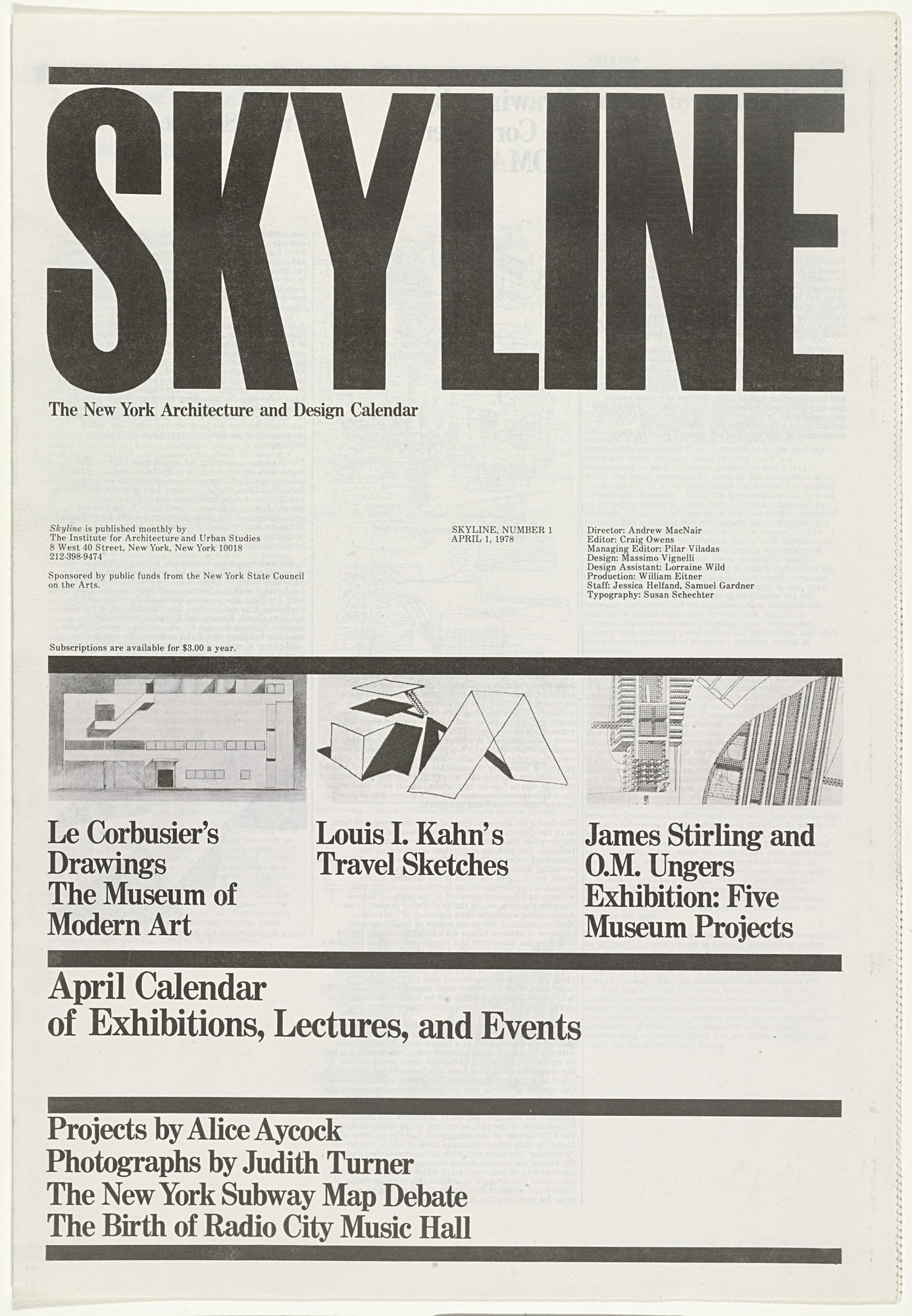 Massimo Vignelli Lella Vignelli Skyline No 1 April 1 1978 1978 Moma