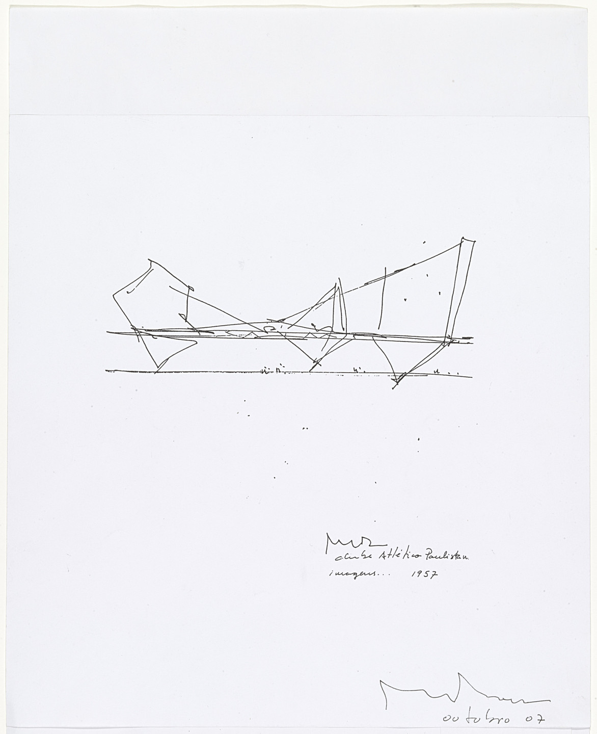 Paulo Mendes da Rocha. Paulistano Athletic Club Gymnasium, São Paulo,  Brazil, Perspective Sketch. 1957 | MoMA