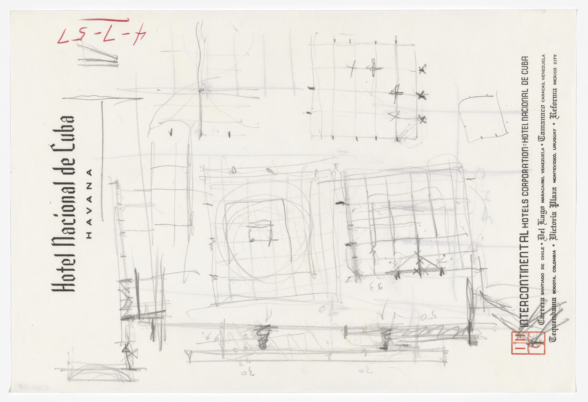 Ludwig Mies van der Rohe. Ron Bacardi y Compania, ., Administration  Building, project, Santiago, Cuba, Longitudinal and cross sections, and  plans. 1957 | MoMA