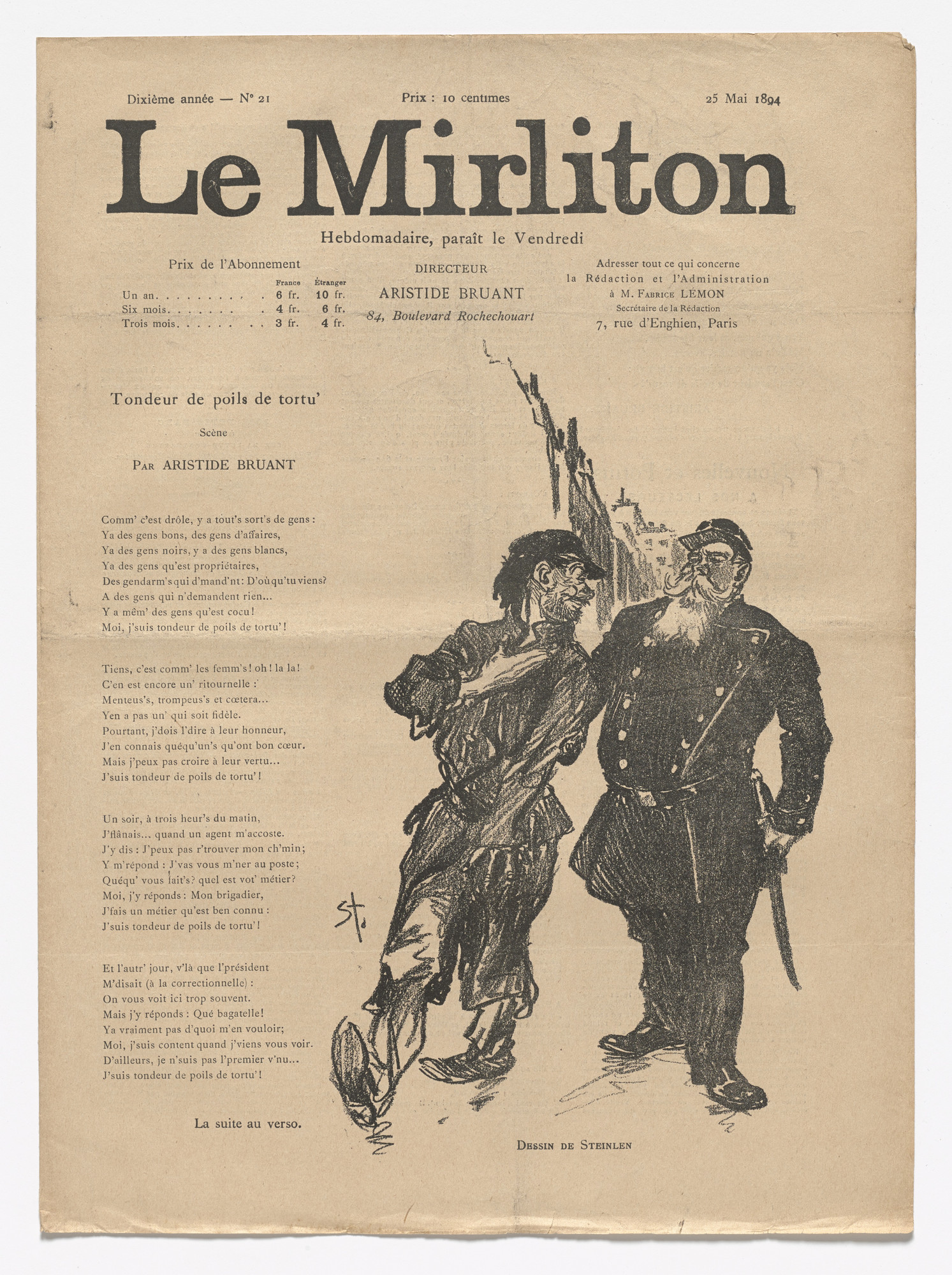 Theophile Alexandre Steinlen Le Mirliton No 21 May 25 15 Moma