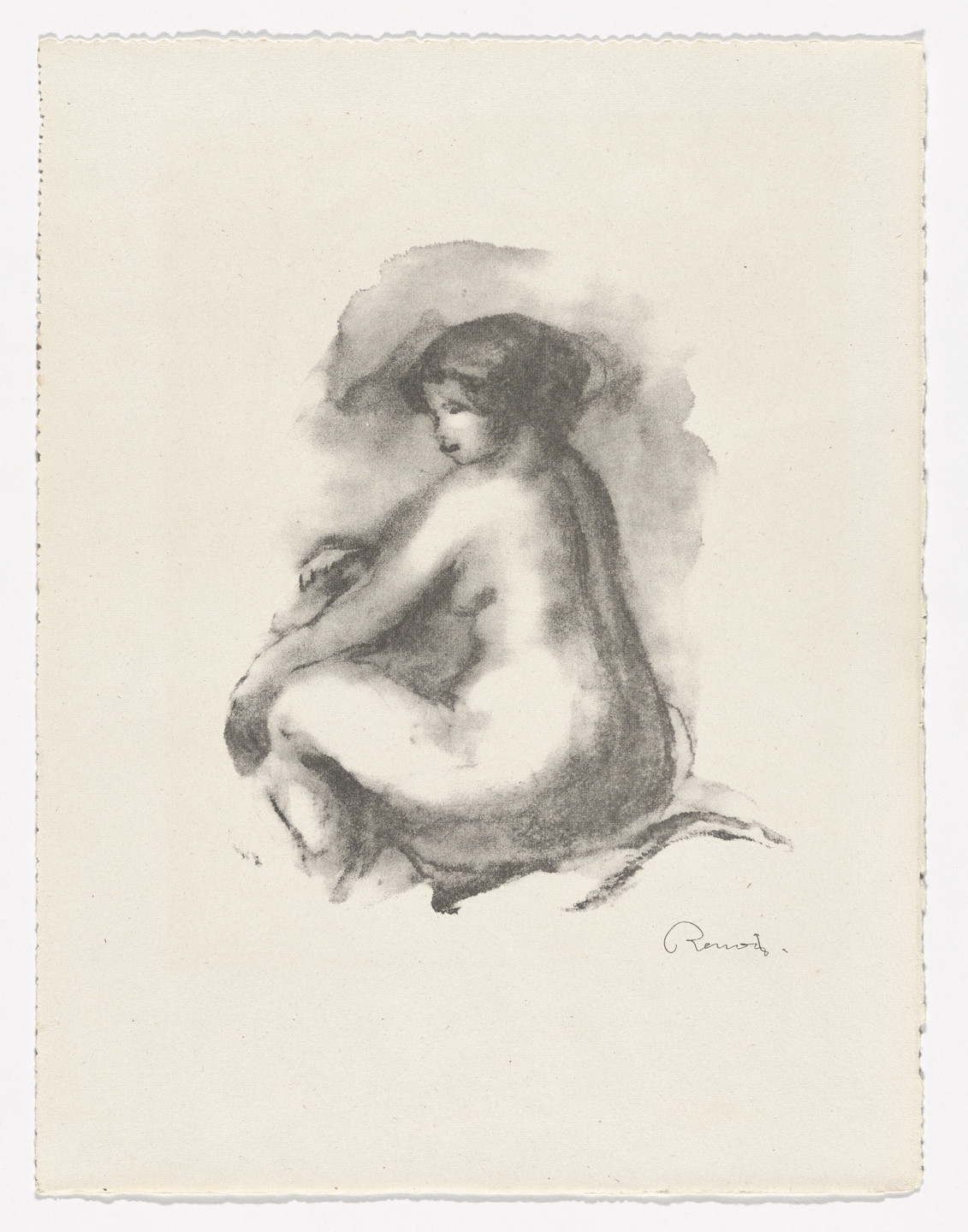 Pierre-Auguste Renoir. Study of a Nude Woman, Seated (Étude de femme nue,  assise) from Twelve Original Lithographs by Pierre-Auguste Renoir (Douze  lithographies originales de Pierre-Auguste Renoir). c. 1904, published 1919  | MoMA