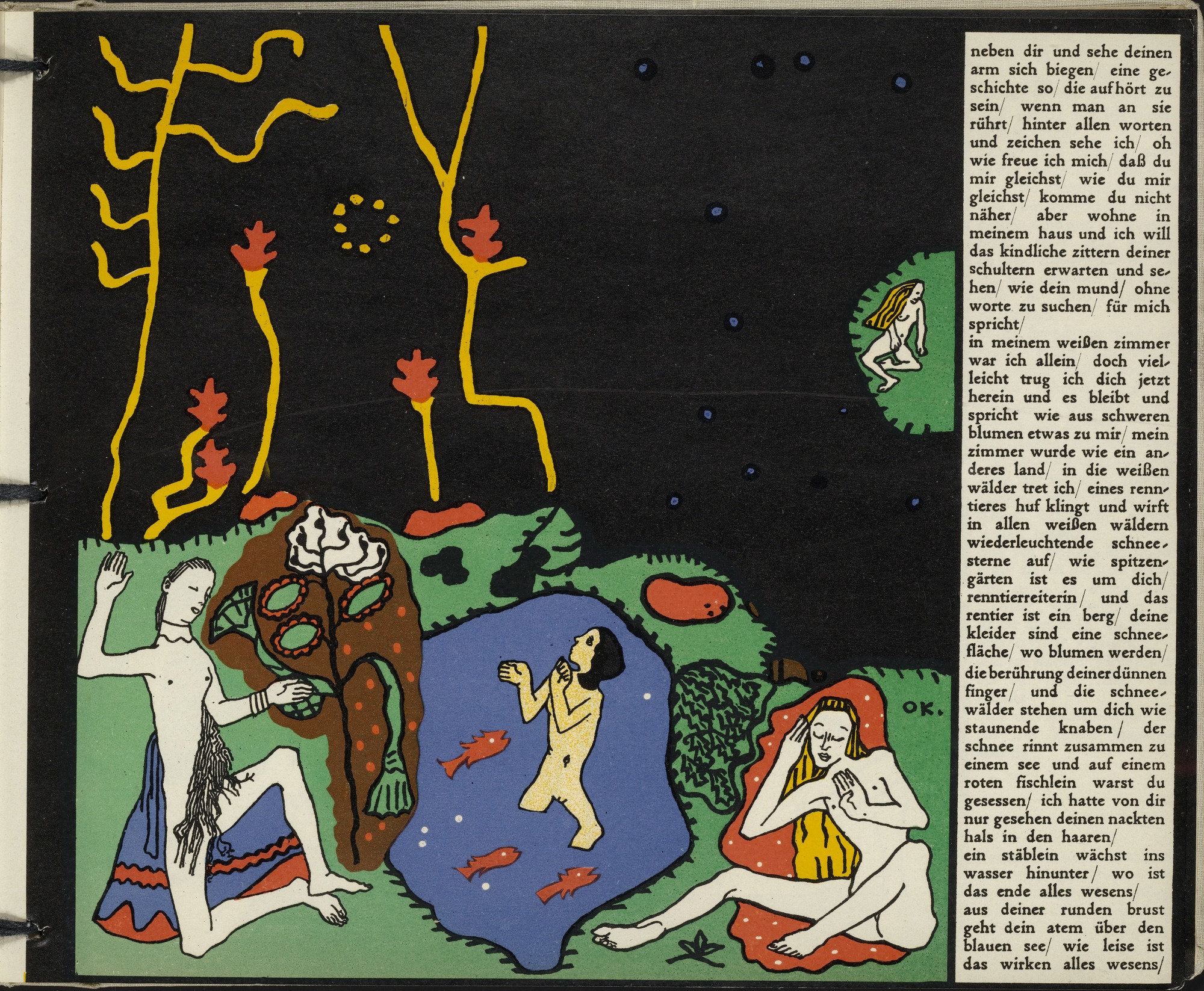 MoMA | The Collection | Oskar Kokoschka. The Awakening (Die Erwachenden) (in-text plate, folio 9) from Die träumenden Knaben (The Dreaming Boys). 1917 (executed 1907-08)