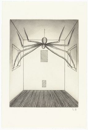 Artist Louise Bourgeois W. Marble Piece Titled Sleep, Ii at the