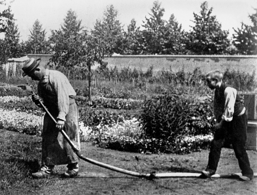 <i>The Waterer Watered</i> (aka <i>The Sprinkler Sprinkled,</i> or <i>Watering the Flowers</i>). 1895. France. Directed by Louis Lumière. 35mm print, black-and-white, silent, approx. 45 sec. Acquired from the artist