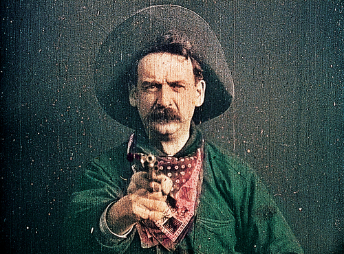 <i>The Great Train Robbery</i>. 1903. USA. 35mm print, black-and-white with color tinting, silent, approx. 11 min. Acquired from Don Malkames. Preserved with funding from the National Endowment for the Arts