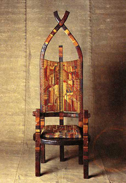 Marcel Breuer with textile by Gunta Stözl, "African" or "Romantic" chair, 1921