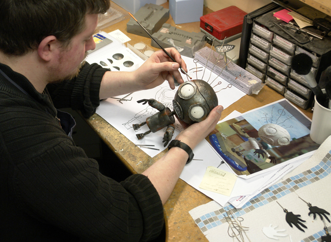 Richard Pickersgill adding the finishing touches to the Robot