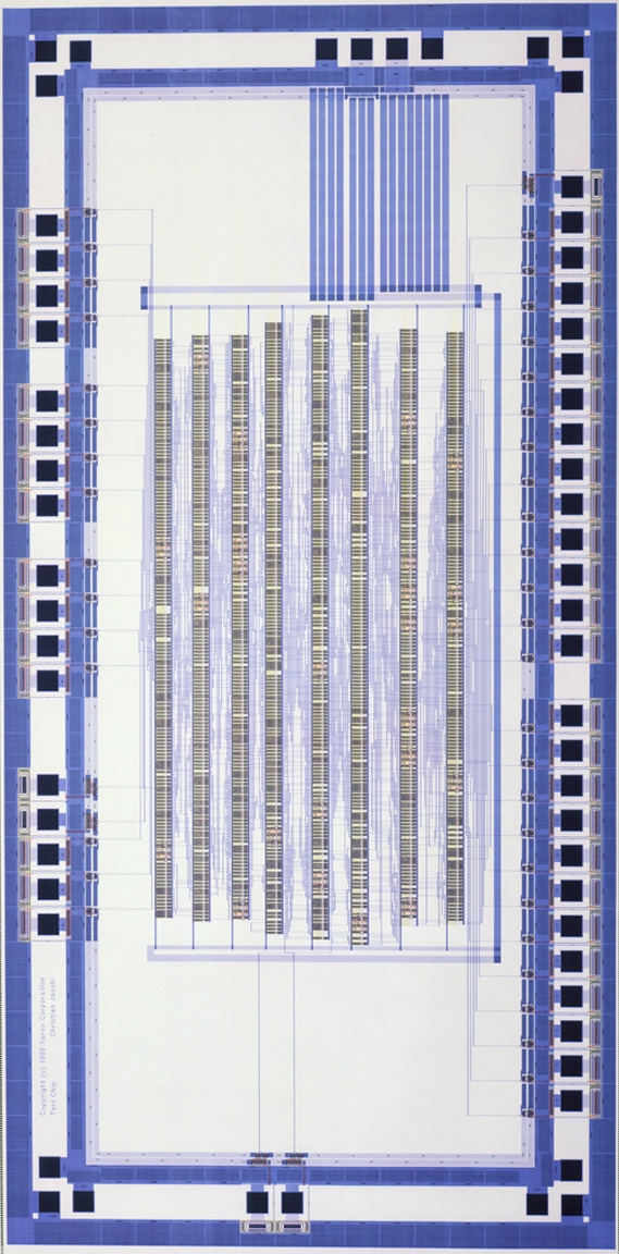 Xerox Palo Alto Research Center. Diagram of an Application-Specific Integrated Circuit (ASIC) test chip. 1986.  Manufacturer:  Xerox Palo Alto Research Center. Gift of Xerox Palo Alto Research Center