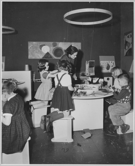Participants at the exhibition, "Children's Holiday Carnival." December 10, 1956 through January 13, 1957, The Museum of Modern Art, New York. Photographic Archive. The Museum of Modern Art Archives, New York. Photo by Soichi Sunami.