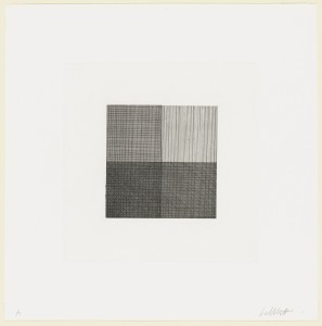 Sol Lewitt. Lines in Four Directions, Superimposed in Each Quarter of the Square Progressively. 1971.