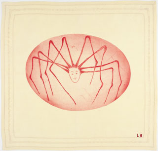 Spider Woman, 2004. Drypoint on fabric. Sheet: 13 1/8 x 13 ¾” (33.3 x 34.9 cm). ©2013 Louise Bourgeois Trust.