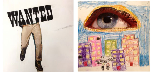 Artwork created by fourth-grade students at Berkeley Carroll Lower School in Brooklyn. From left: in response to the prompt “If I Were an Object”; For the “Surrealist Landscapes” assignment