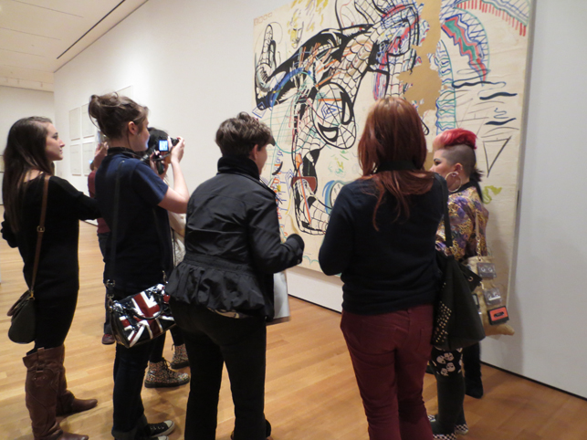 MoMA Roving Gallery Guides testing "So You Want to Be an Educator?" with visitors. Photo: TK