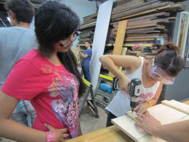 Summer 2012 In the Making teens learn woodworking techniques during a weeklong residency at Tri-Lox Studios in Brooklyn