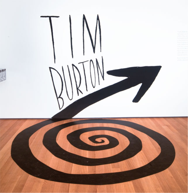 Title wall for the exhibition <em>Tim Burton</em> on view at MoMA November 22, 2009–April 26, 2010