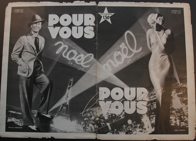 Jean Harlow and Maurice Chevalier on the cover of Pour Vous, December 14, 1933