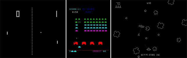 Allan Alcorn. Pong. Tomohiro Nishikado. Space Invaders. Lyle Rains, George “Ed” Logg. Asteroids
