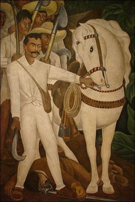 Diego Rivera. <i>Agrarian Leader Zapata.</i> 1931. Fresco, 7' 9 3/4" x 6' 2" (238.1 x 188 cm). The Museum of Modern Art. Abby Aldrich Rockefeller Fund