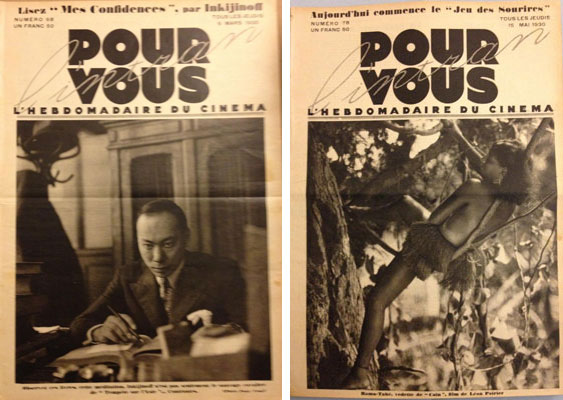 Valéry Inkijinoff on the cover of Pour Vous, March 6, 1930; Rama-Tahé on the cover of Pour Vous, May 15, 1930