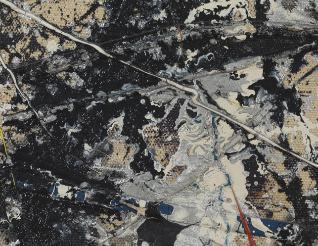 Breaking all physical contact with the canvas, Pollock honed application techniques that relied on mechanics as a painting “tool”