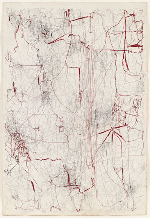 León Ferrari. Sin título (Sermón de la sangre) (Untitled [Sermon of the Blood]).1962. Ink and colored ink on paper, 39 3/8 x 26 5/8" (100 x 67.6 cm)