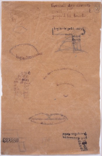 Guillaume Apollinaire (1917-18) Revolver. Drawing for the calligramme "Éventail des saveurs" ("A Range of Flavors") Ink and pencil on paper 9 3/4 × 6 3/8" (24.8 × 16.2 cm) The Museum of Modern Art, New York. Committee on Drawings Funds