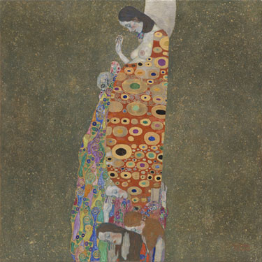 Gustav Klimt. <i>Hope, II</i>. 1907–08, Oil, gold, and platinum on canvas, 43 1/2 x 43 1/2" (110.5 x 110.5 cm). Jo Carole and Ronald S. Lauder and Helen Acheson Funds, and Serge Sabarsky